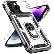 Capa para iPhone 14 Pro Max: com Tampa Deslizante para Câmera e Proteção Grau Militar Testada para Quedas de 4,5m Suporte Giratório 360 Suporte para Apoio Protetor de Tela HD Capa Protetora para Celular (Prata) Capa para iPhone 14 Pro Max: com Tampa Deslizante para Câmera e Proteção Grau Militar Testada para Quedas de 4,5m Suporte Giratório 360 Suporte para Apoio Protetor de Tela HD Capa Protetora para Celular (Prata)