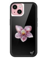 Capa para iPhone 15 - Estampa Wildflower Orchid Floral Preta