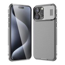 Capa para iPhone 15 Pro, cinza Nillkin, titânio, 6,1 polegadas, fina, à prova de choque