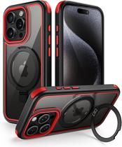 Capa para iPhone 15 Pro Max Mobnano com Suporte - Preto/Vermelho Capa para iPhone 15 Pro Max Mobnano com Suporte - Preto/Vermelho