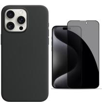 Capa Para iPhone 15 Pro Max Preto + Película Privacidade Capa Para iPhone 15 Pro Max Preto + Película Privacidade