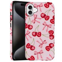 Capa para iPhone 16 Hybrid Cherry Ribbon Pink