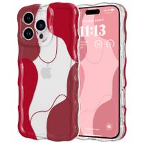 Capa para iPhone 16 Pro DEFBSC Cute Clear Wave Pattern vermelha Capa para iPhone 16 Pro DEFBSC Cute Clear Wave Pattern vermelha