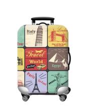 Capa para mala de viagem estampa selos de viagem tamanho m - Mimos e Viagens