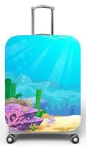Capa para mala de viagem G, medidas max C48x A75 x P29cm Estampa Fundo do Mar Esponja