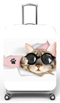 Capa para mala de viagem G, medidas max C48x A75 x P29cm Estampa oi gatinho de oculos