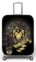 Capa para mala de viagem G, medidas max C48x A75 x P29cm Leão Preto e Dourado