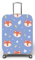 Capa para mala de viagem G, medidas max C48x A75 x P29cm Raposa fofa - Fundo azul Capa para mala de viagem G, medidas max C48x A75 x P29cm Raposa fofa - Fundo azul