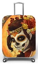 Capa para mala de viagem M, medidas max C40x A59 x P27cm Estampa Mulher pintada caveira mexicana 2 Capa para mala de viagem M, medidas max C40x A59 x P27cm Estampa Mulher pintada caveira mexicana 2