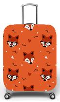 Capa para mala de viagem M, medidas max C40x A59 x P27cm Raposa Geek Oculos