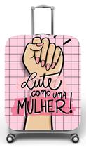 Capa para mala de viagem P Onboard, medidas max C35x A55 x P23cm Estampa Lute como uma mulher Capa para mala de viagem P Onboard, medidas max C35x A55 x P23cm Estampa Lute como uma mulher