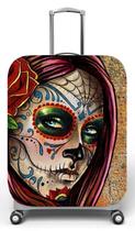 Capa para mala de viagem P Onboard, medidas max C35x A55 x P23cm Estampa Mulher pintada caveira mexicana
