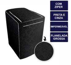 Capa para Maquina de Lavar 12kg 13kg 14kg 15kg 16kg 17 kg Preta e Cinza Ziper Brastemp Electrolux