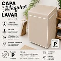 Capa para Máquina de Lavar Antimofo PVC Tamanho P Bege Impermeável Proteção Contra Poeira Umidade Respingos Compatível com Diversas Marcas.