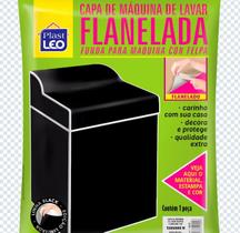 Capa Para Maquina De Lavar Flanelada Lisa Preta Plast Leo