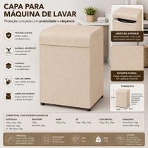Capa Para Máquina De Lavar Forrada Abertura Superior Tamanho G Bege Capa Protetora Impermeável Anti Poeira Risco Para Lavadora 12kg 13kg 15kg 16kg