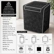 Capa Para Máquina de Lavar Forrada P Preta em PVC Impermeável com Abertura Superior e Zíper Duplo Compatível com Consul Brastemp Electrolux Mueller