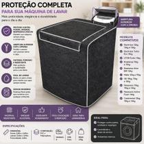 Capa Para Máquina de Lavar Forrada Tamanho G Preta com Zíper Superior PVC Impermeável Proteção Contra Poeira Umidade e Respingo Capa Para Máquina de Lavar Forrada Tamanho G Preta com Zíper Superior PVC Impermeável Proteção Contra Poeira Umidade e Respingo