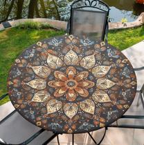 Capa para mesa redonda ajustável com elástico Yesad 44 polegadas boho Capa para mesa redonda ajustável com elástico Yesad 44 polegadas boho