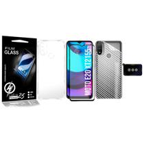 Capa Para Moto E20 XT2155 + Pel 3d + Pel Câmera + Carbono - Cell in Power25