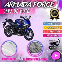 Capa para Moto YAMAHA YZF-R3 100% Forrada Forro Total Armada Force 100% Impermeável Forro Total Protege Sol Chuva Poeira Lona Proteção Automotiva