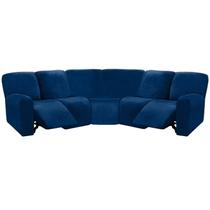 Capa para móveis ULTICOR de 7 peças em forma de L Velvet Navy Capa para móveis ULTICOR de 7 peças em forma de L Velvet Navy