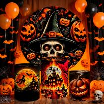 Capa Para Painel Redondo Cilindros Halloween Dia Das Bruxas