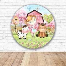 Capa para Painel Redondo Fazendinha Tecido Sublimado Veste Fácil 1,50mx1,50m Festa Aniversário Capa para Painel Redondo Fazendinha Tecido Sublimado Veste Fácil 1,50mx1,50m Festa Aniversário