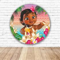 Capa para Painel Redondo Moana Tecido Sublimado Veste Fácil 1,50mx1,50m Festa Aniversário