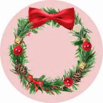 Capa Para Painel Redondo Natal Estampa Guirlanda E Enfeites Com Frase Feliz Natal Festa