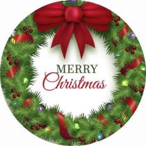 Capa Para Painel Redondo Natal Estampa Guirlanda E Enfeites Com Frase Feliz Natal Festa