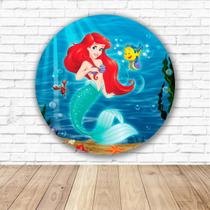 Capa para Painel Redondo Pequena Sereia Tecido Sublimado Veste Fácil 1,50mx1,50m Festa Aniversário Capa para Painel Redondo Pequena Sereia Tecido Sublimado Veste Fácil 1,50mx1,50m Festa Aniversário