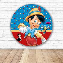 Capa para Painel Redondo Pinóquio Tecido Sublimado Veste Fácil 1,50mx1,50m Festa Aniversário Capa para Painel Redondo Pinóquio Tecido Sublimado Veste Fácil 1,50mx1,50m Festa Aniversário