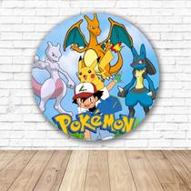 Capa para Painel Redondo Pokémon Tecido Sublimado 1,50m x 1,50m - Orangepaineis