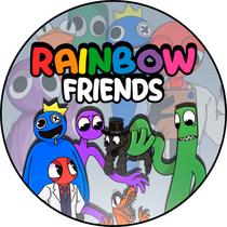 Capa para Painel Redondo Rainbow Friends Tecido Sublimado Veste Fácil 1,50mx1,50m Festa Aniversário