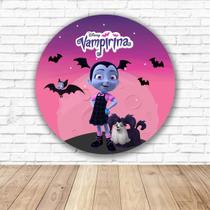 Capa para Painel Redondo Vampirina Tecido Sublimado Veste Fácil 1,50mx1,50m Festa Aniversário