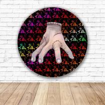 Capa para Painel Redondo Wandinha Tecido Sublimado Veste Fácil 1,50mx1,50m Festa Aniversário Capa para Painel Redondo Wandinha Tecido Sublimado Veste Fácil 1,50mx1,50m Festa Aniversário