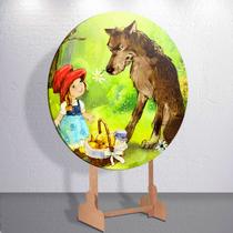 Capa para Painel Tema Infantil Chapeuzinho Lobo Mau Redondo Decoração Mini e Grande Tamanhos