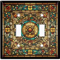 Capa para placa de interruptor de luz Vitral Vitoriano 2 módulos Capa para placa de interruptor de luz Vitral Vitoriano 2 módulos