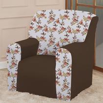 Capa para Poltrona Coladinha Mista Floral Estampada Decoração Sala Quarto Escritório Ajuste Perfeito