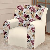 Capa para Poltrona Coladinha Mista Floral Estampada Decoração Sala Quarto Escritório Ajuste Perfeito