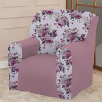 Capa para Poltrona Coladinha Mista Floral Estampada Decoração Sala Quarto Escritório Ajuste Perfeito
