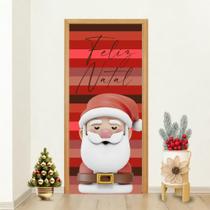Capa para Porta de Natal com Papai Noel 3D e Frase Feliz Natal Decoração Natalina Vermelha