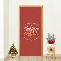 Capa para Porta de Natal Vermelha com Frase Feliz Natal e Próspero Ano Novo Decoração Natalina