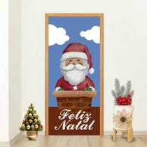 Capa para Porta Natalina Papai Noel na Chaminé Feliz Natal Ideal Decoração Festiva de Casa Natal