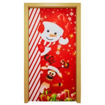 Capa Para Porta Tecido Estampado Natalino 85x210cm
