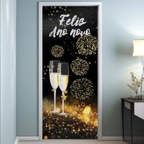 Capa para Porta Tecido Sublimado Ano Novo Veste Fácil com Elástico Capa para Porta Tecido Sublimado Ano Novo Veste Fácil com Elástico