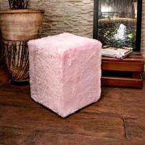 Capa Para Puff Banquinho Quadrado Pelo Curto Cor Rosa