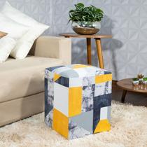 Capa para Puff Quadrado Plus Coladinha Kit 2 Peças Mármore Cinza