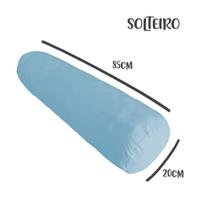 Capa para Rolo de Cabeceira Solteiro 85x20cm Azul Arrumadinho Enxovais